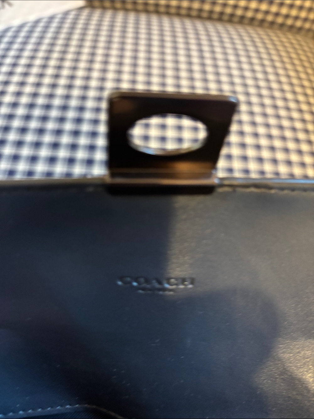 Coach Hutton Colorblock Mini Wallet in navy blue , Blush Pink & tan - Picture 11 of 13